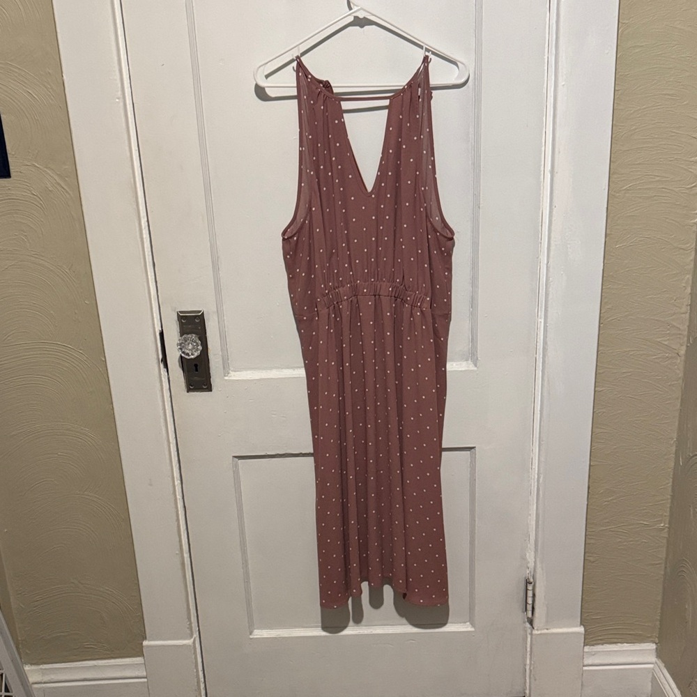JustFab Mauve Polka Dot Midi Dress